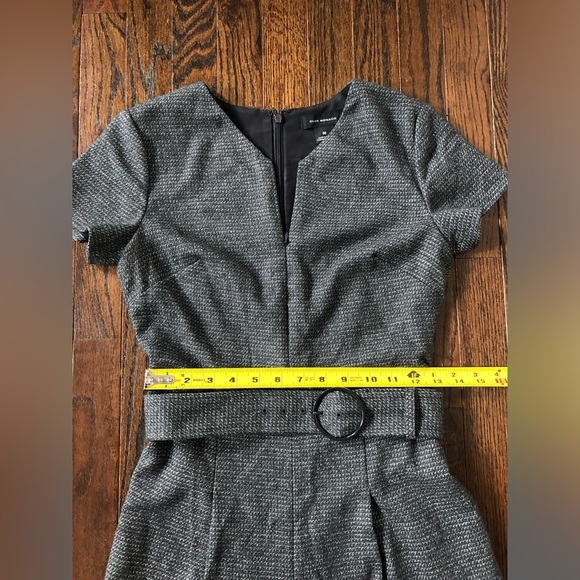 Club Monaco Women’s 00 Black/Gray Tweed Textured Hidden Zipper Cropped Jumpsuit - Picture 9 of 15